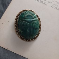 Vintage Scarab Brooch Large