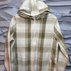 O'NEILL Plaid Josie Soft Fleece 1/2 Zip Pullover Hoodie. Sz MED. Mint Cond!