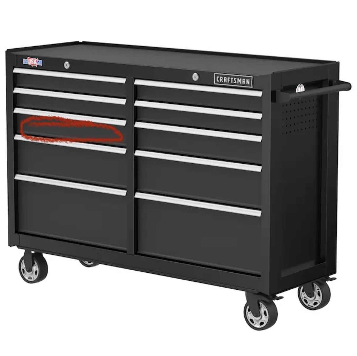 CRAFTSMAN 2000 Series 52-in W x 37.5-in H 10 -Drawer Steel Rolling Tool Cabinet ( Black)