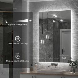 Modern LED Bathroom Mirror – Anti‑Fog • Dimmable • Smart Touch Controls