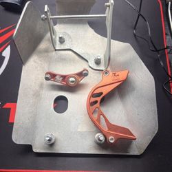 Honda CRF110 Faster Minis Shift Shaft Brace, FM Sprocket Guard, and Moose Skid Plate