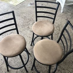 STOOLS - Three Rod Iron Black Stools. 
