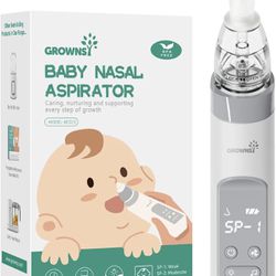 Electric Nose Aspirator for Toddler, Baby Nose Sucker, Automatic Nose Cleaner with 3 Silicone Tips, Adjustable Suction Level, Music and Light Soothing