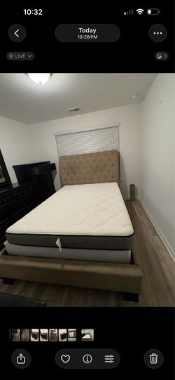 QUEEN BED FRAME and MATTRESS
