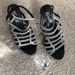 Rhinestone black heels size 7