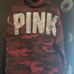 Women Hoodie VS Pink Sequin Bling Pullover Hoodie