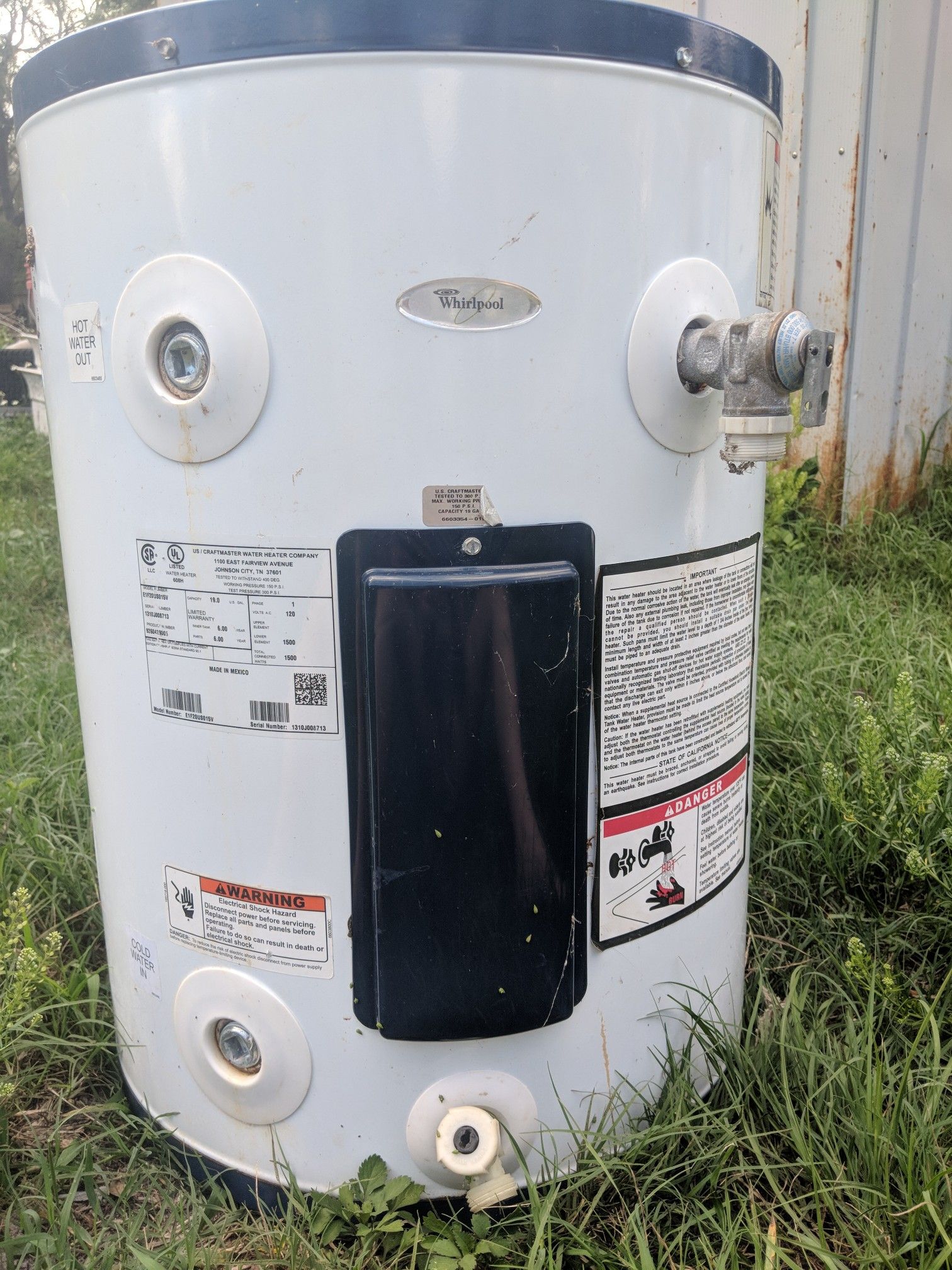 19 Gallon Whirlpool Water Heater