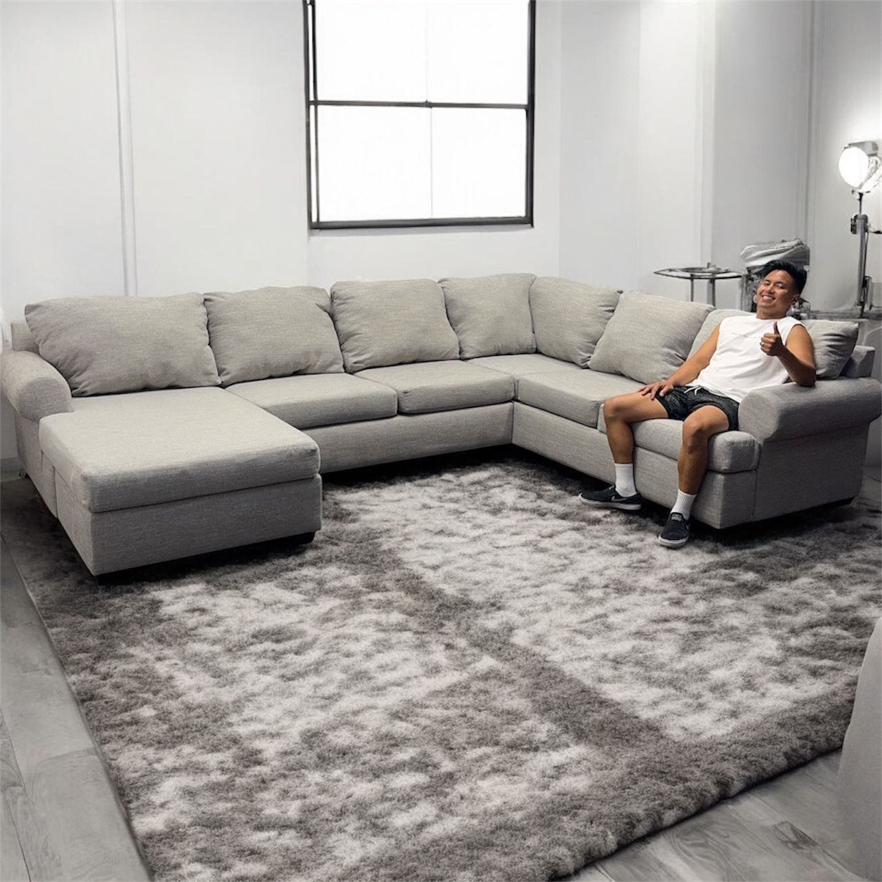 50% OFF: Hampstead Dove Gray Sectional Couch with Left side Chaise - Can Deliver - Retails for $1.6k