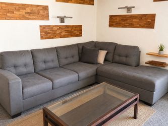 Charcoal Gray Modular L-Shaped Sectional Sofa (Tufted Fabric)
