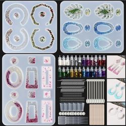 Resin Mold Kit, 192PCSEarring Silicone Molds for Epoxy Resin (Glitter Kit)