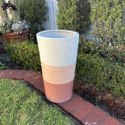 Modern Cylindrical Ceramic Stone Tall Planter Vase Pot Urn Garden Indoor Outdoor plants, flowers suc succulents trees, flowers, contemporary dec decor