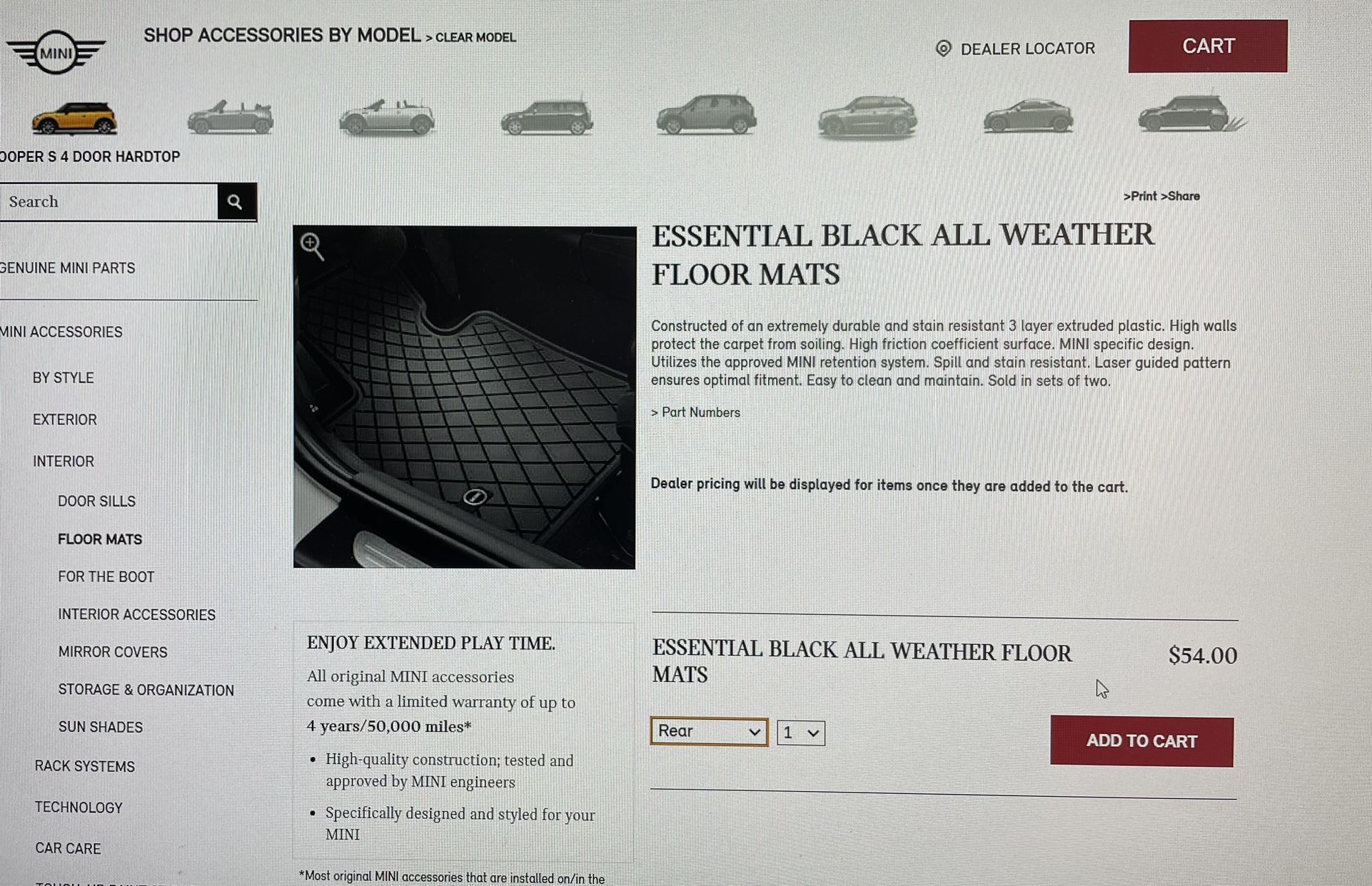 !!! Price Drop !!! MINI Cooper OEM All Weather Floor Mats