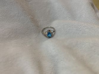 Blue topaz -lab created ring