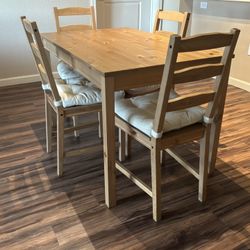 IKEA dining table + 4 chairs + cushions
