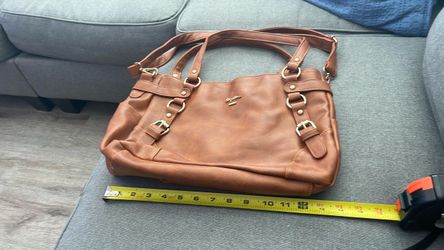 Brown Leather Handbag with Gold Hardware