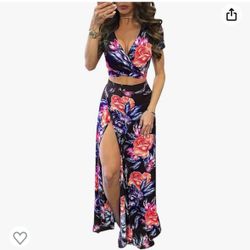 2 Piece Vacation Set Floral Outfit