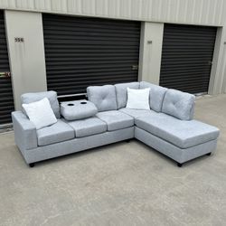 New Light Gray Reversible Sectional Couch. Free Local Delivery!