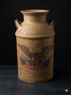 Vintage-Style Milk Can with American Eagle Decor