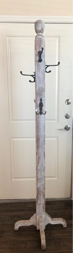 Rustic Wooden Standing Coat Rack