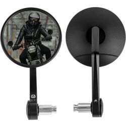 Motorcycle Bar End Mirrors 4" Larger Cafe Racer Retro 7/8" Black Round Handlebar Side Mirrors Compatible With MSX125 CB500F MT-03 MT-07 MT-09 Z650 Z75