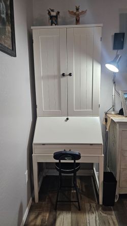 Vanity with hutch or secretary desk, chair included