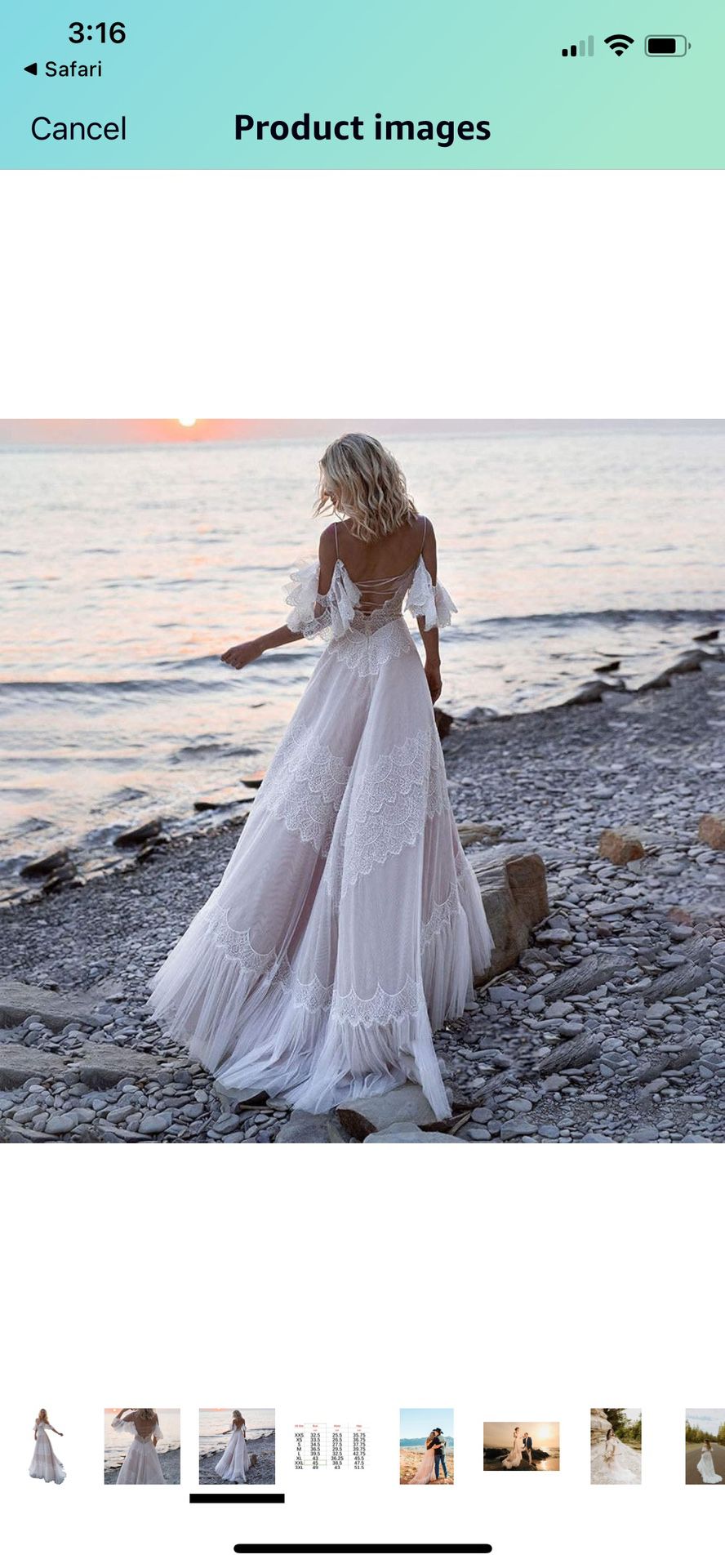 NWT Women's Wedding Dresses Chic Lace Evening Dresses V Neck Ruffle Sleeves Beachy Boho Outdoorsy Wedding Gowns