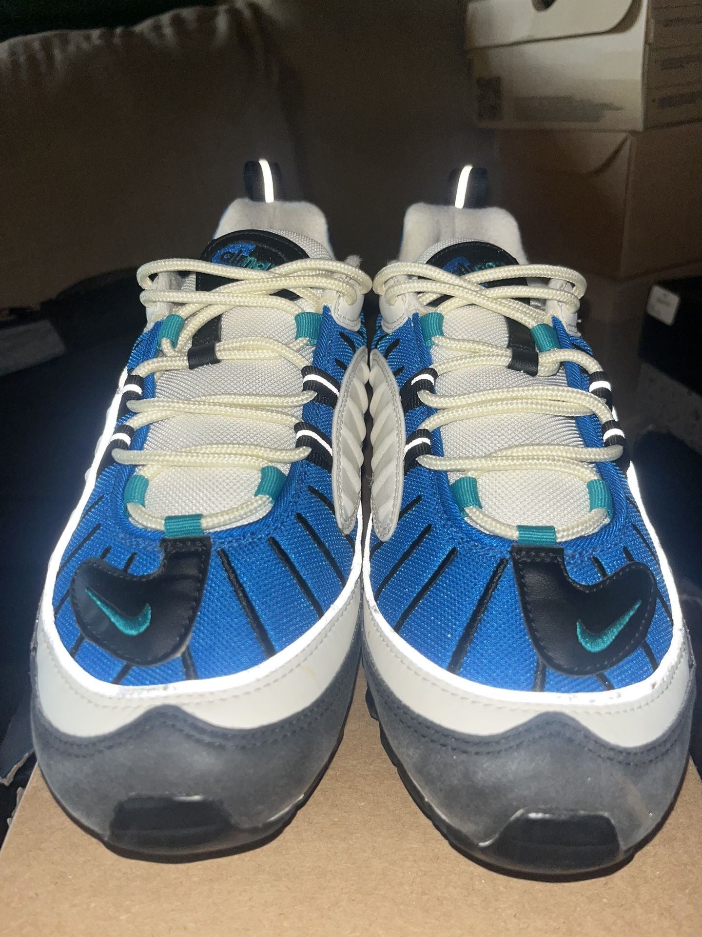 Size 10M Air Max 98 Radiant Emerald - Pre Owned, Rep Box 