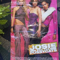 promotional movie poster for the 2001 film Josie and the Pussycats. The poster features the main cast members Rachael Leigh Cook, 