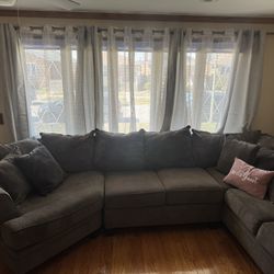 Sectional Sofa – Brown Fabric