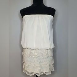 MISS AVENUE Sleeveless/strapless romper with lace shorts..SIZE L 