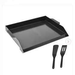 Carbon Steel Griddle, 22x16 in. Universal Flat Top Rectangular Plate, Portable Family Cookware