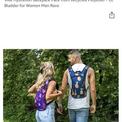 Vibe Hydration Backpack Pack from Recycled Polyester - 2L Bladder for Women Men Rave
