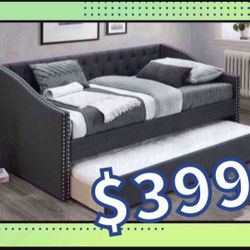 Brand New In Box Day Bed W/ Slats + Trundle  And 2 Mattresses. Pick Up  In  Long Beach