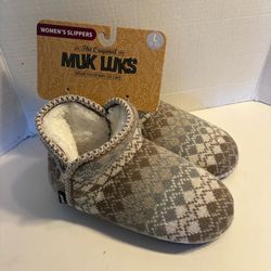 Muk Luks indoor/outdoor Booties Slippers Taupe Gray Womens size Large 9-10