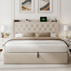 Full size bed frame with lift up storage