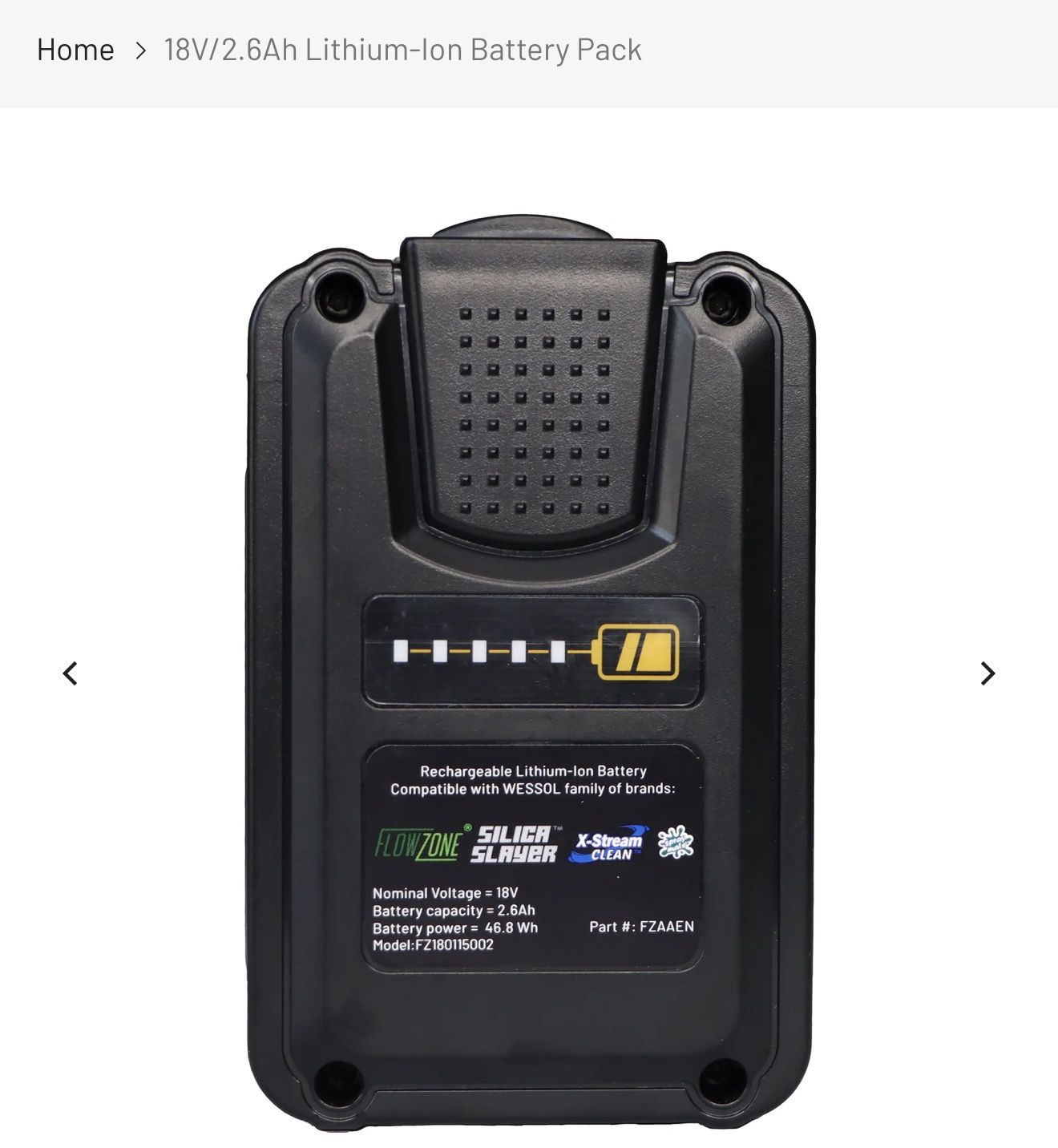 18V/2.6Ah Lithium-lon Battery Pack