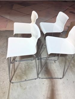 Set of 4 Modern White Dining Chairs