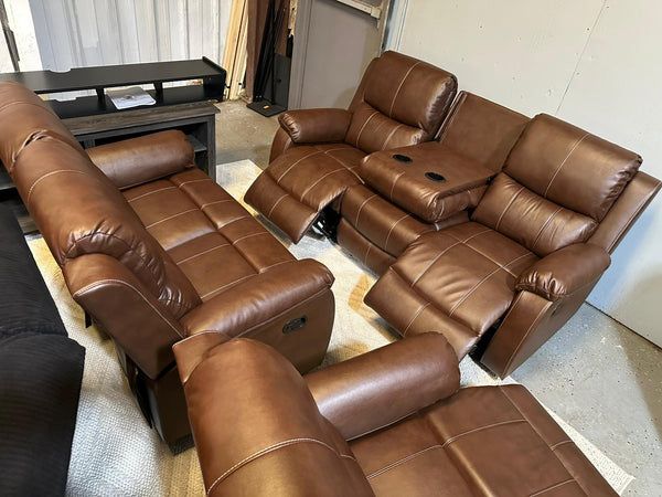 Brown Reclning Sofa Set Three Pieces Brand New In The Box ONLY $949