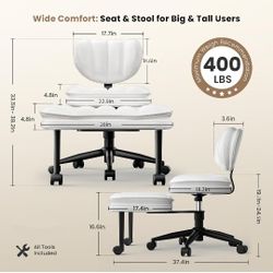 Cross Legged Office Chair, Ergonomic Cloud Criss Cross Desk Chair, Meditation Chair with Wheels, Height Adjustable Seat for ADHD, Wide Kneeling Chair 