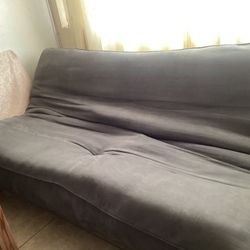 Clean-Used Adjustable Wood-Frame Futon Sofa-Bed