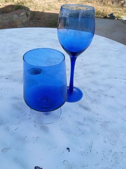 Cobalt Blue Glass Stemware Set of 2