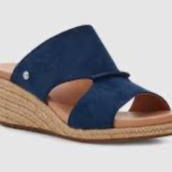 Ugg Irene Wedge Sandal Navy Leather US 8.5