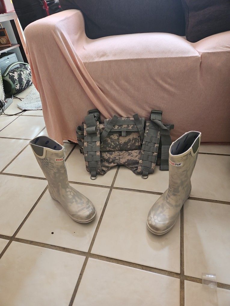 Fishing Vest And Boots- Only Used Once