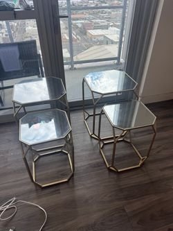 Gold Geometric Nesting Side Tables Set of 4