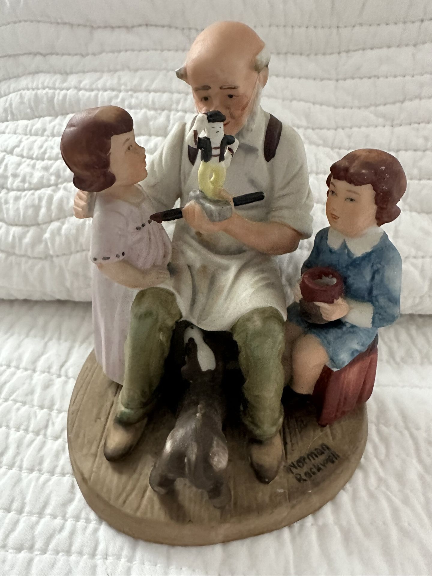 Vintage Norman Rockwell "The Toy Maker" Danbury Mint Porcelain Figurines Japan.