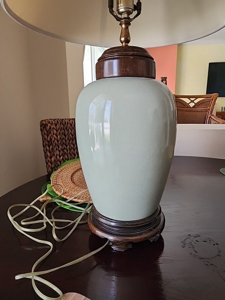 Vintage Asian Porcelain Crackle Ginger Jar Lamp