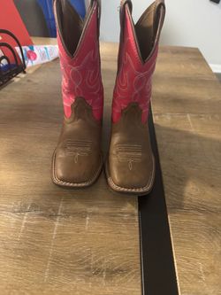 Kids Ariat Western Cowboy Boots Brown and Pink