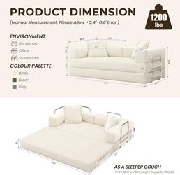 🥨Grusign 78" 5-in-1 Convertible Futon Sofa Bed, Boneless Corduroy, Beige 5-in-1 Modular Sleeper Sofa for Living Room, Guest Room or Apartment, Fixed