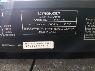 Mic Mixer Pioneer MA-9 Karaoke Mixer with Digital Echo & Key Control