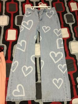 high waist girls heart jeans